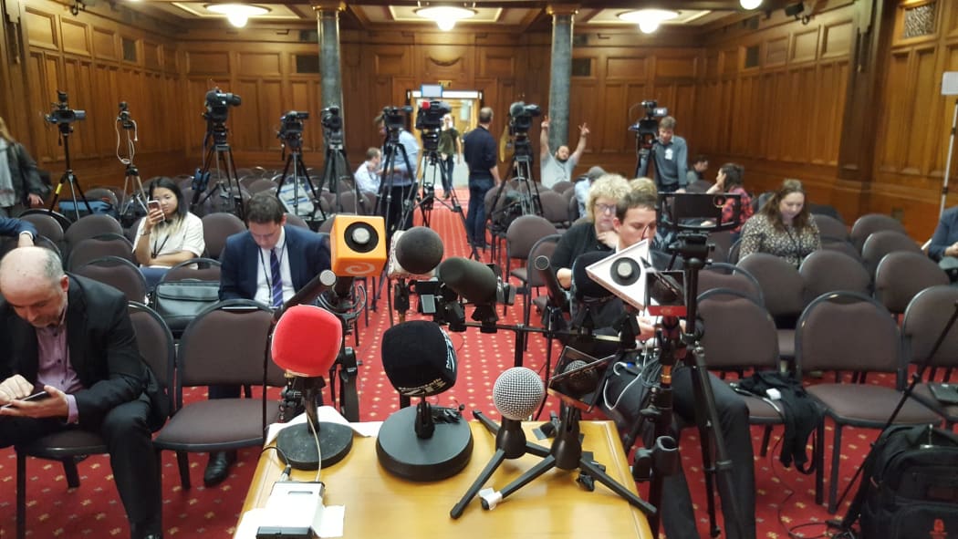 The press gallery pack eagerly awaits the first press conference by the new Labour Party leaders last Tuesday.