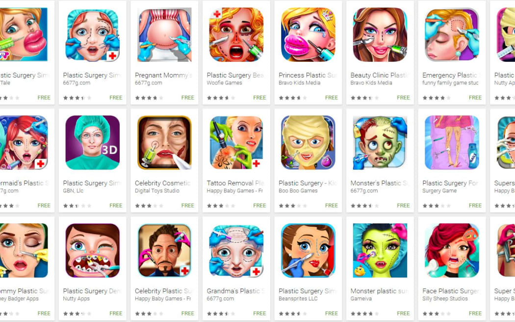 The Google Play app store offers well over 100 plastic surgery themed apps.