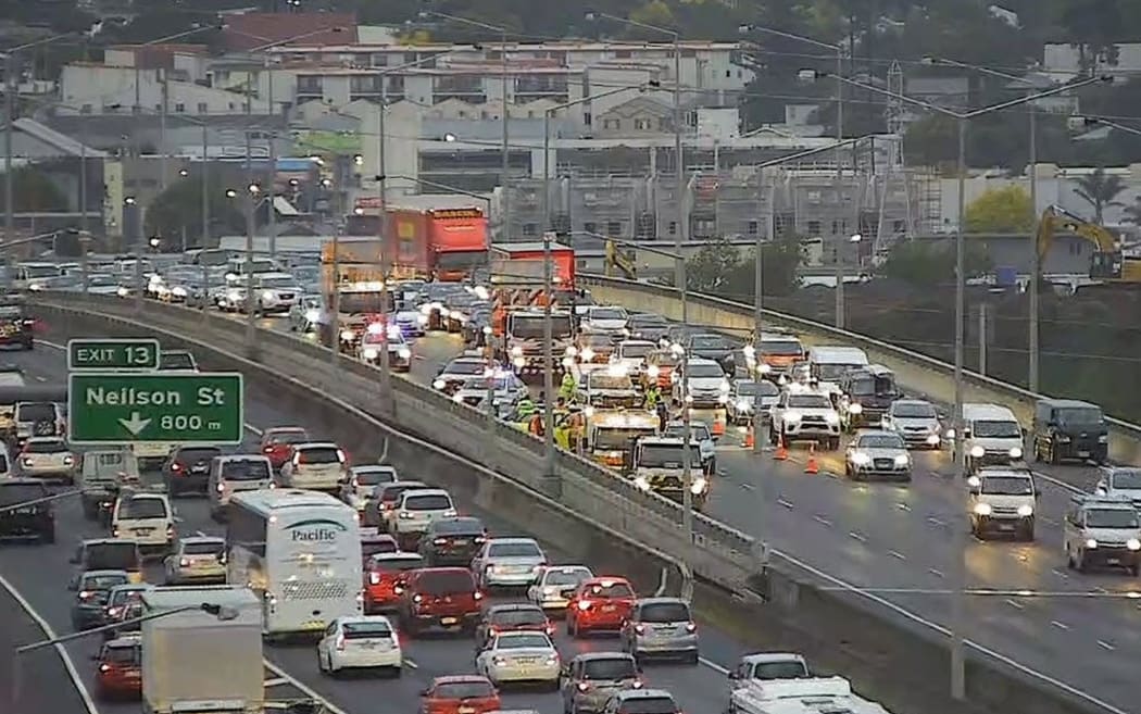 A multi-vehicle crash blocked two lanes on Māngere Bridge.