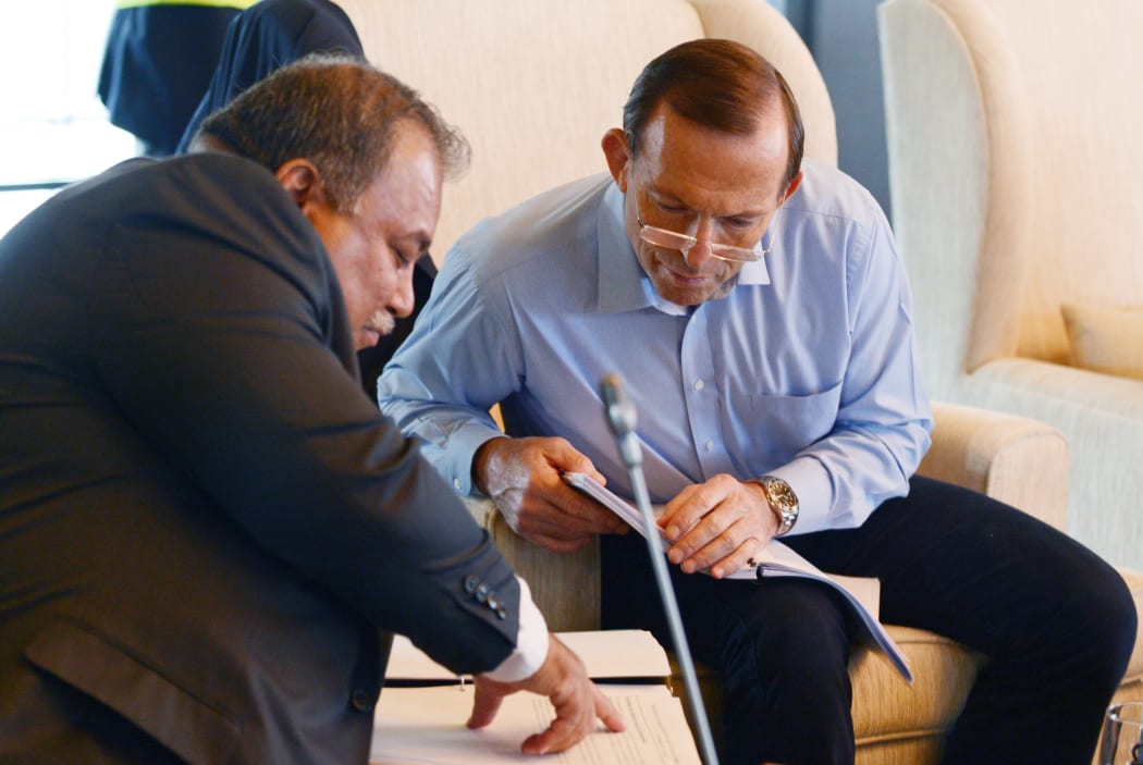 Nauru President Baron Waqa and Australia's Prime Minister Tony Abbott.