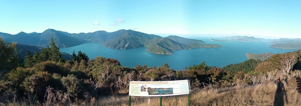 A view from a lookout over several bays.
