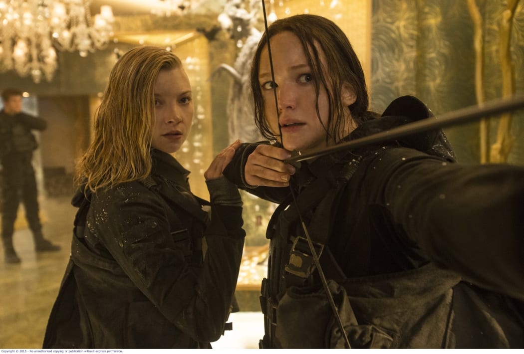Natalie Dormer as Cressida and Jennifer Lawrence as Katniss in Francis Lawrence’s The Hunger Games: Mockingjay Part 2