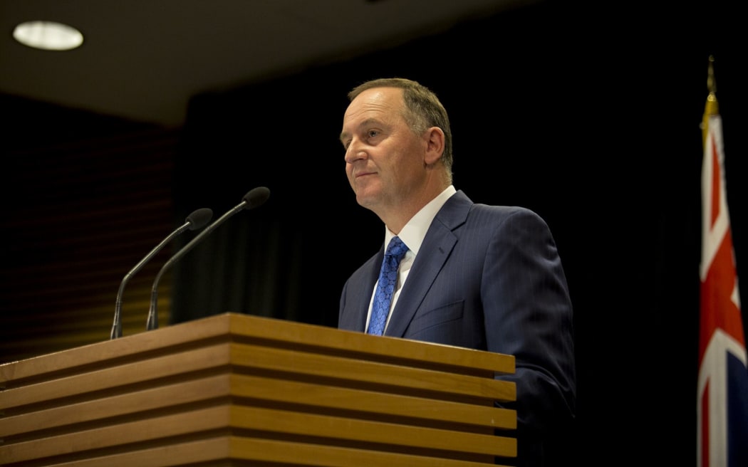 Prime Minister John Key announces his resignation.