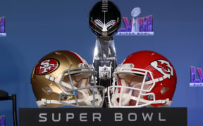 Press conference ahead of Super Bowl LVIII at Allegiant Stadium on February 5, 2024 in Las Vegas, NV.