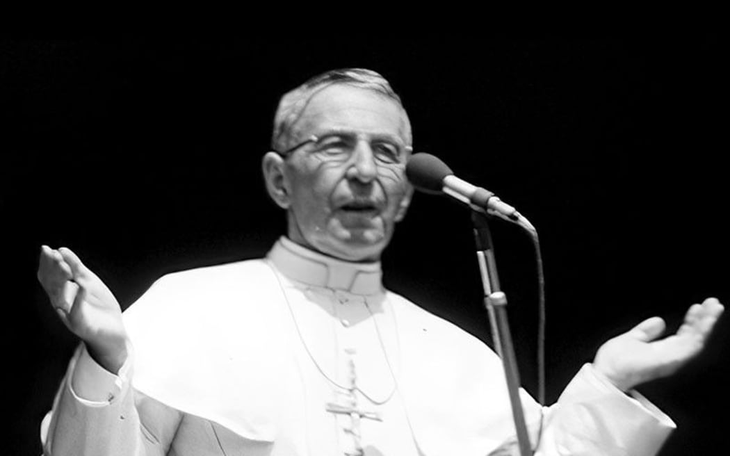 Pope John Paul I photographed from his study's window in 1978.