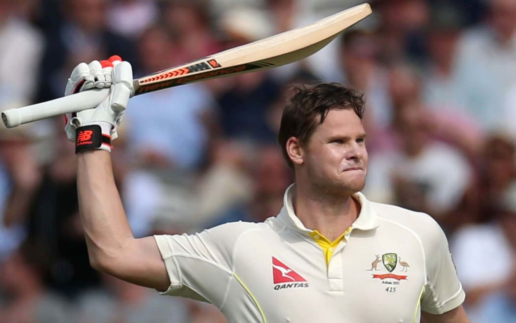 Steve Smith celebrates his century during the second Ashes Test at Lord's, 2015.