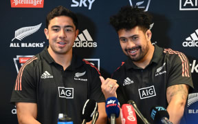 All Blacks Anton Lienert-Brown and Ardie Savea.
New Zealand All Blacks media conference in Hamilton, New Zealand on Thursday 15th July 2021.