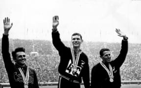 Peter Snell, centre, won gold in the men's 1500 metres in the 1964 Tokyo Olympics. Pictured on the podium with, at left, Josef Odlozil (Cze) and  bronze-medal winner John Davies (NZL).