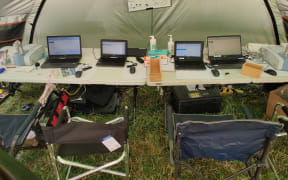 A set-up for drug testing at a festival.