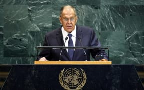 Russian Foreign Minister Sergei Lavrov addresses the United Nations General Assembly at UN headquarters in New York City on September 27, 2025. Lavrov accused Israel on Saturday of seeking to "blow up" the whole Middle East as he criticized Israel's attacks in Iran and Qatar and opposed calls to annex the West Bank. "Israel's illegal use of force against the Palestinians and aggressive actions against Iran, Qatar, Yemen, Lebanon, Syria, and Iraq today threaten to blow up the entire Middle East," Lavrov said in a speech to the UN General Assembly. (Photo by CHARLY TRIBALLEAU / AFP)