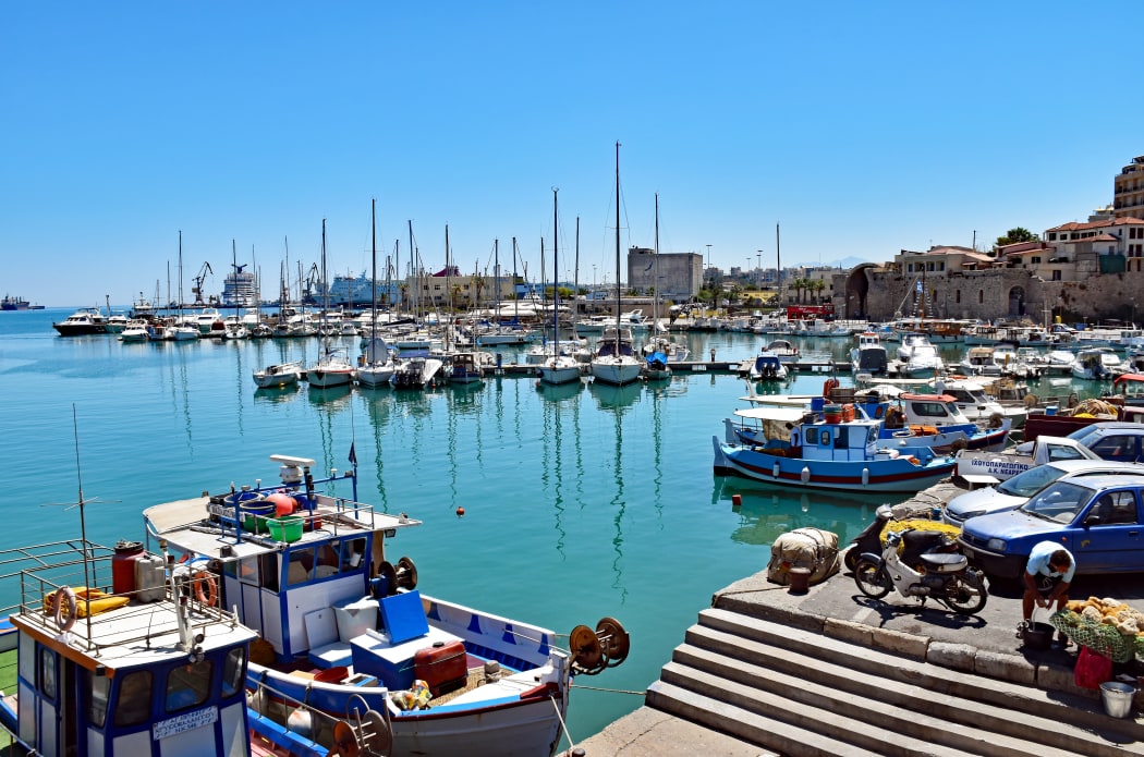 Old Venetian Harbor of Heraklion on the island of Crete, Greece.