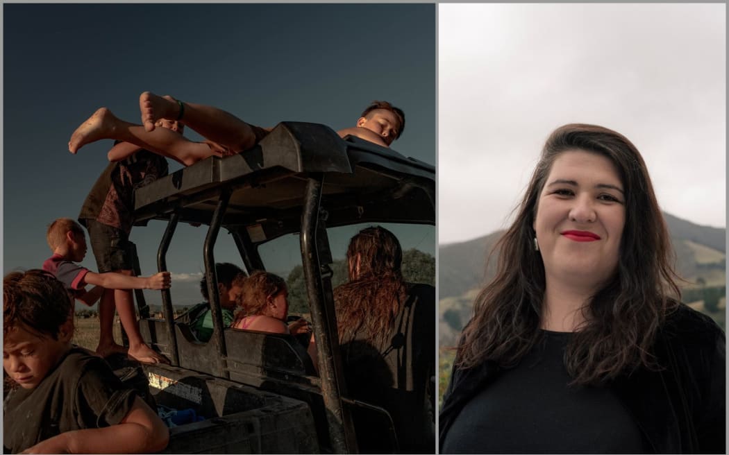 Left: Children from the Teepa family drive the younger siblings home, after a swim in the Ōhinemataroa (Whakatane) River, in Ruatoki. Right; Tatsiana Chypsanava.
