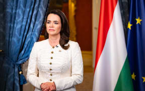 A handout picture shows Hungary's President Katalin Novak as she announces her resignation in the presidential palace of Budapest on February 10, 2024. Hungary's President Katalin Novak announced her resignation on February 10, 2024 following outrage sparked in the central European country by a decision to pardon a man implicated in child sexual abuse case. (Photo by Sandor Palace / AFP) / RESTRICTED TO EDITORIAL USE - MANDATORY CREDIT "AFP PHOTO /   " - NO MARKETING NO ADVERTISING CAMPAIGNS - DISTRIBUTED AS A SERVICE TO CLIENTS