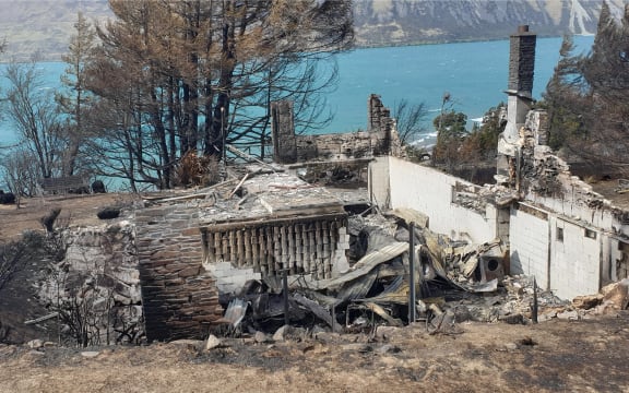 A house burnt to the ground in Lake Ohau village.