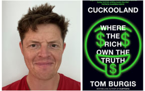composite of the cover of Cuckooland and the author Tom Burgis