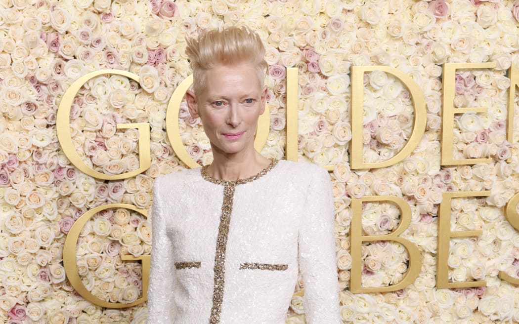 British actress Tilda Swinton arrives for the 82nd annual Golden Globe Awards at the Beverly Hilton hotel in Beverly Hills, California, on January 5, 2025.