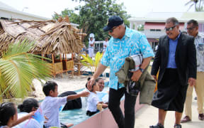 Fiji PM, Frank Bainimarama welcomed to Tuvalu