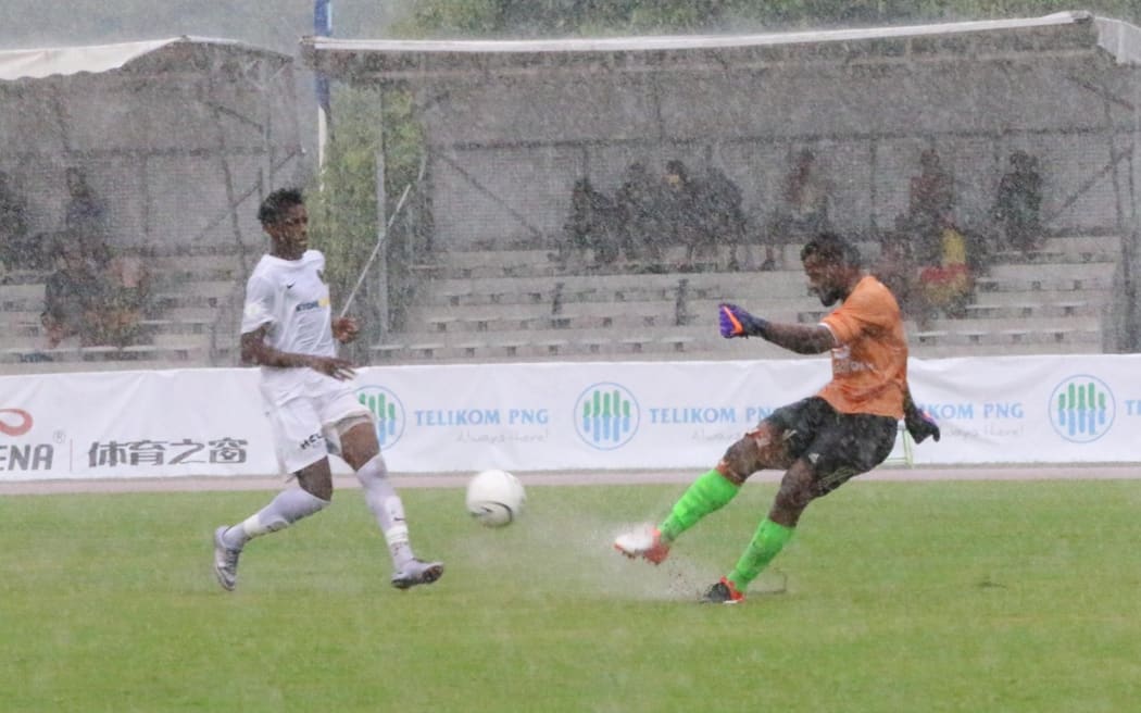 Weather conditions were atrocious at  Stade Yoshida in Koné.