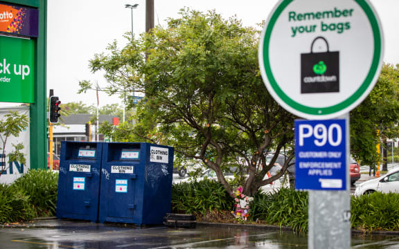 Flowers left for Levi in Countdown carpark in Christchurch
