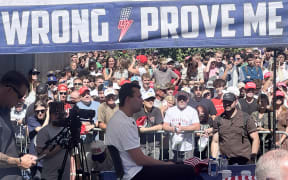 This screen grab from a video by Amy King shows right-wing youth activist and influencer Charlie Kirk speaking during a public event at Utah Valley University minutes before he was shot in Orem, Utah, on September 10, 2025. Right-wing youth activist and influencer Charlie Kirk, a major ally of President Donald Trump, was shot dead September 10 in a "political assassination" that sparked fears of more political violence in an increasingly febrile United States.
Trump confirmed on social media that Kirk, 31, had died from his injuries. (Photo by Amy KING / UGC / AFP) / RESTRICTED TO EDITORIAL USE - MANDATORY CREDIT "AFP PHOTO /  UGC / AMY KING" - HANDOUT - NO MARKETING NO ADVERTISING CAMPAIGNS - DISTRIBUTED AS A SERVICE TO CLIENTS