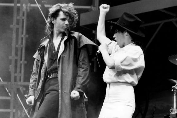 Jenny Morris with Michael Hutchence in the 1980s