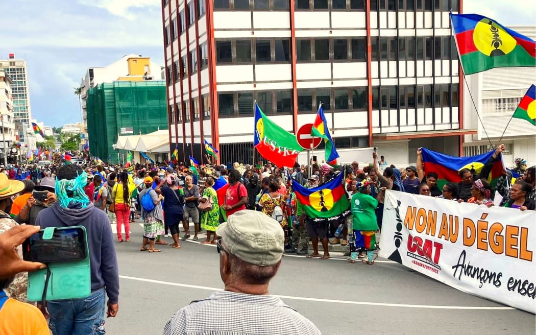 CAT-organised Pro-independence protest march en route to central Nouméa on Thursday 28 March 2024
