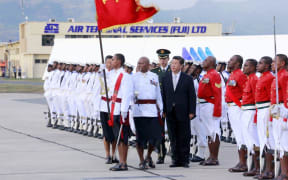 Chinese President Xi Jinping is welcomed to Fiji during his first visit to the Pacific island nation in November 2014.