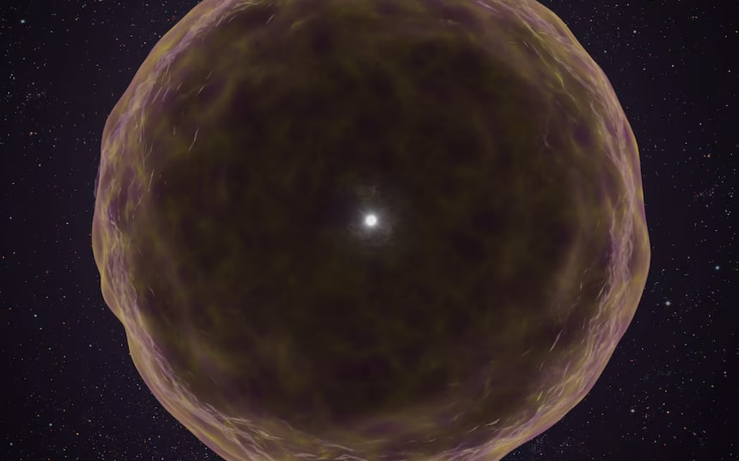 An artist's interpretation of supernova 2021yfj.