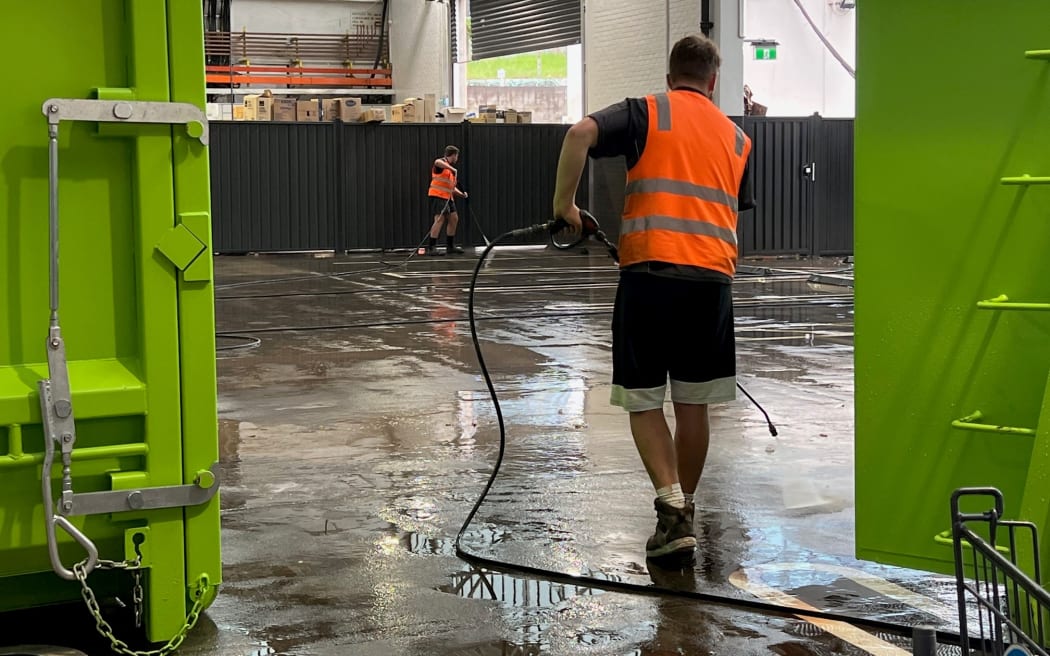 New World in Auckland's Newmarket had to shut after heavy rain flooded its premises on 27 January, 2023.