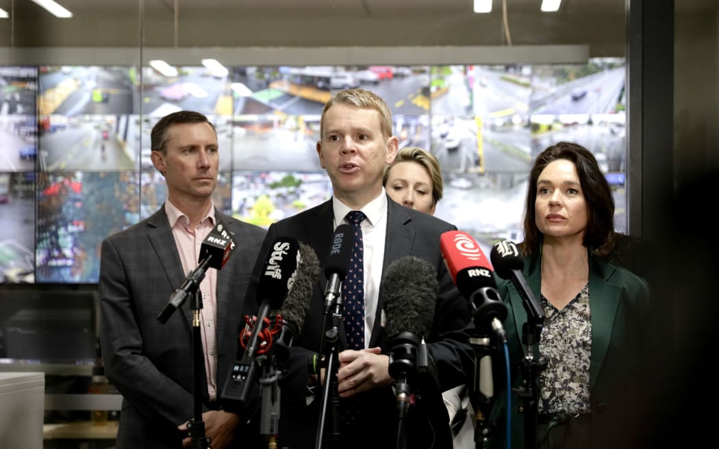 Labour leader Chris Hipkins announcing a law and order policy, 7 September 2023.