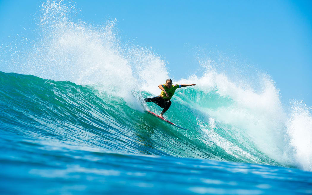 Carissa Moore of Hawaii surfing at Lower Trestles, San Clemente, California.