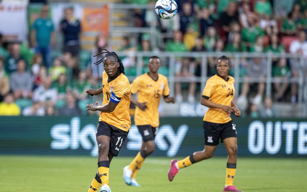 DUBLIN, IRELAND - JUNE 22:  Barbra Banda #11 of Zambia in action during the Republic of Ireland WNT v Zambia WNT, International Friendly match in preparation for the FIFA Women's World Cup at Tallaght Stadium on June 22nd, 2023, in Dublin, Ireland. (Photo by Tim Clayton/Corbis via Getty Images)