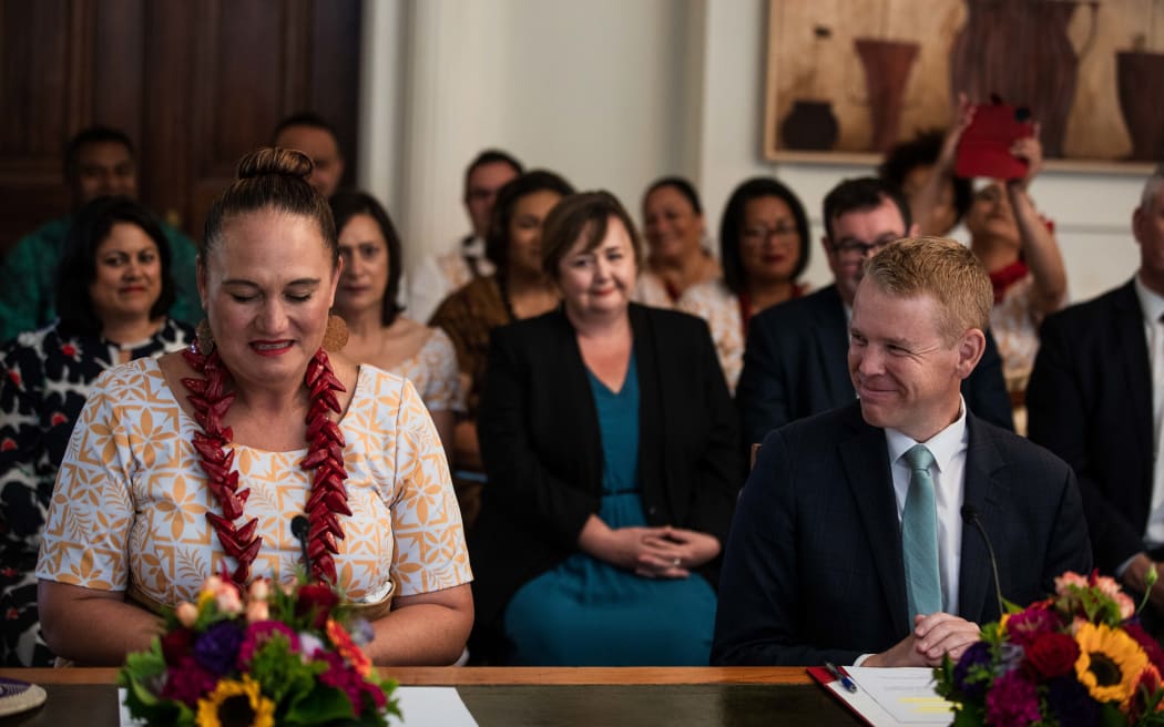 Chris Hipkins and Carmel Sepuloni being sworn in