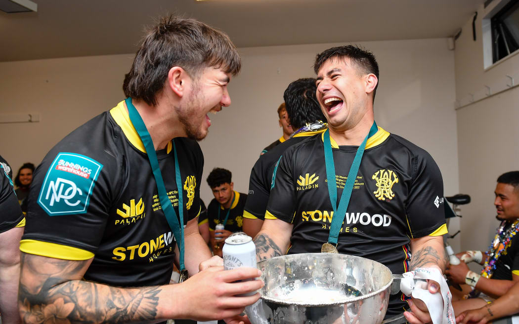 Connor Garden-Bachop of Wellington and Jackson Garden-Bachop of Wellington after winning the 2022 NPC Rugby Final against Canterbury in Christchurch. Copyright photo: John Davidson / www.photosport.nz