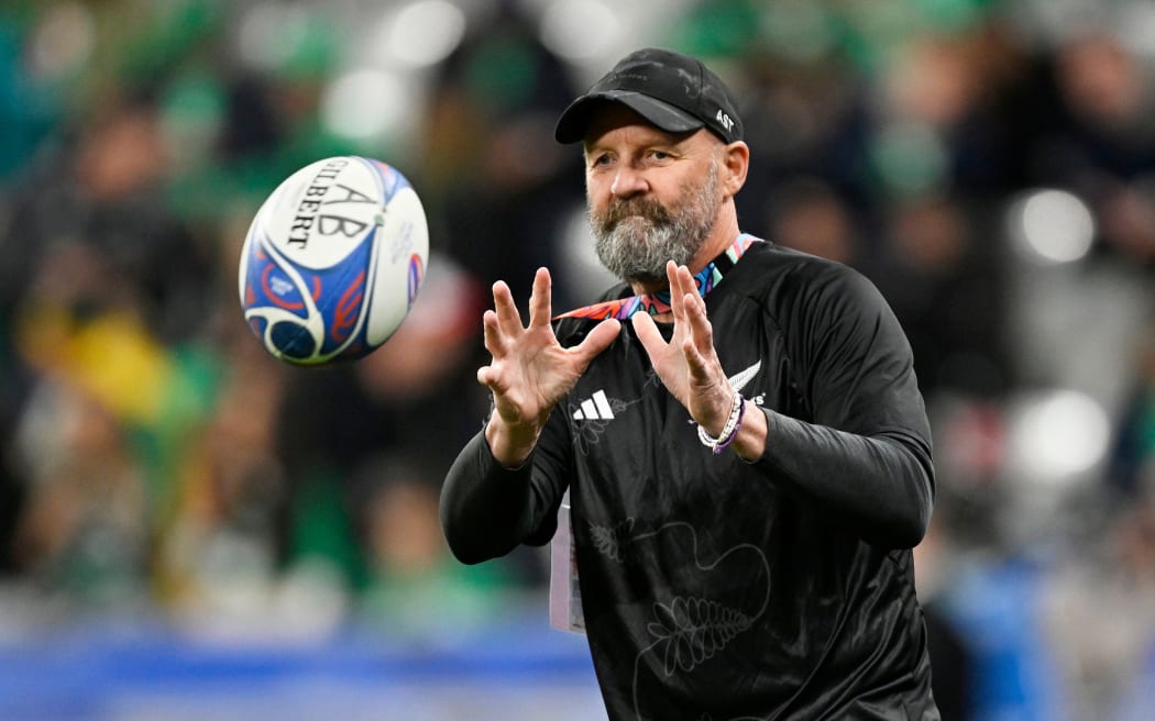 Andrew Strawbridge with the All Blacks at the Rugby World Cup France 2023