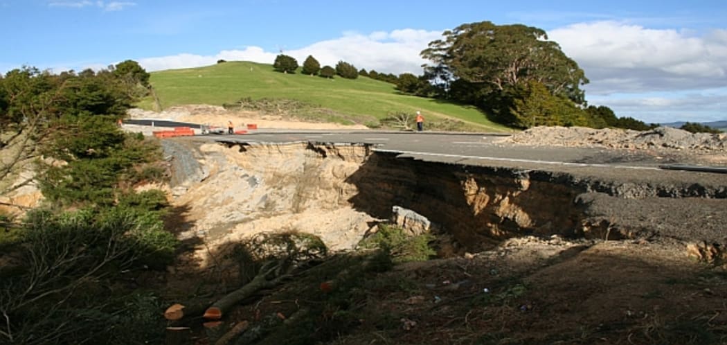 The big slip that closed State Highway one north of Whangarei last July