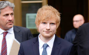 British singer-songwriter Ed Sheeran leaves after testifying over Marvin Gaye copyright infringement claim at the Manhattan federal court in New York on April 25, 2023.