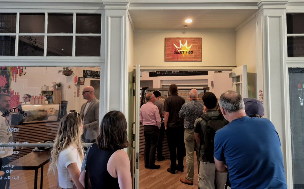 Lines out the door at new shop Salut Pies in Wellington.