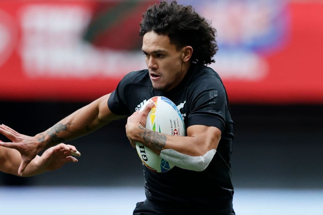 New Zealand Sevens player Moses Leo in action in Vancouver.