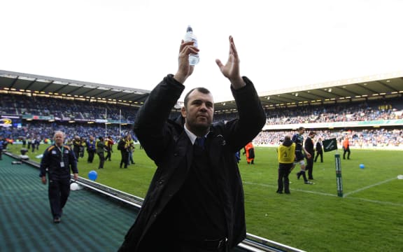 Leinster coach Michael Cheika acknowledges the fans after winning the Heineken Cup final in 2009.