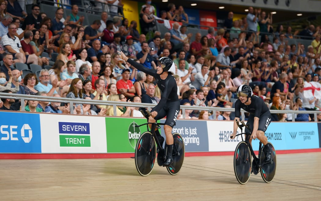 New Zealand's men's 4000m team pursuit won gold in their final at the 2022 Commonwealth Games, the team consists of Aaron Gate, Jordan Kerby, Tom Sexton and Campbell Stewart.