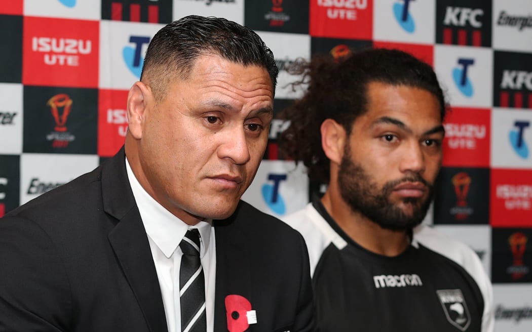 Kiwis Head Coach David Kidwell and Kiwis captain Adam Blair, 2017.