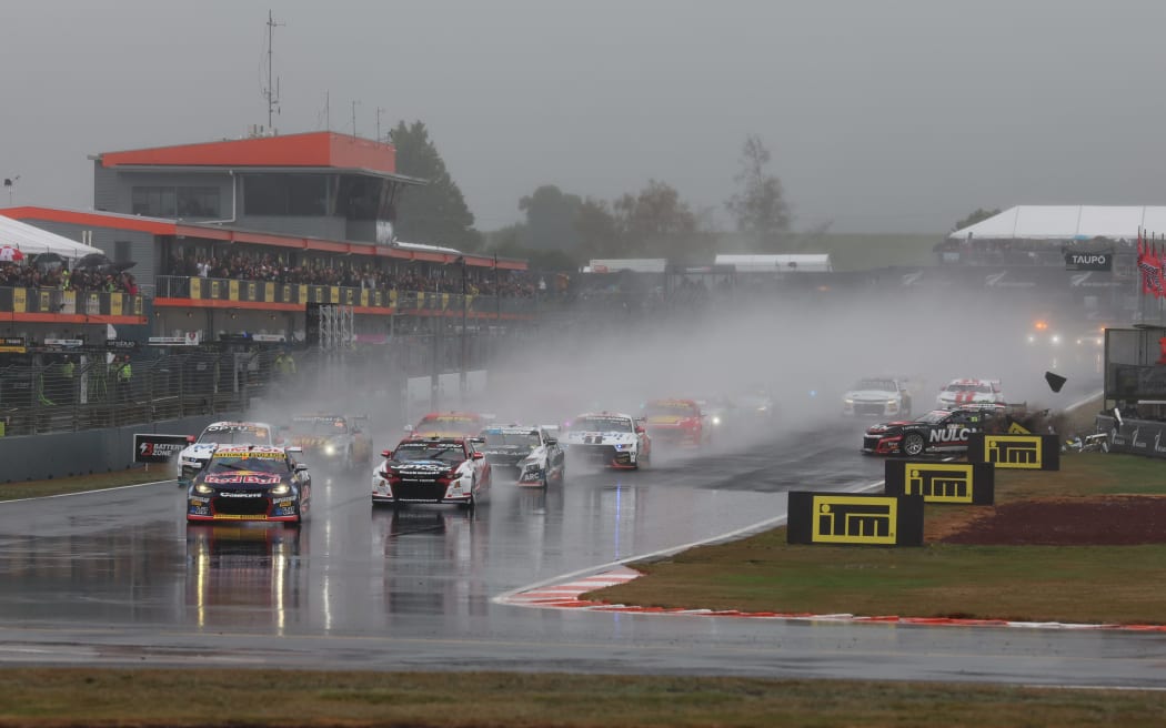 It took just seconds before cars collided, Waters and Slade making heavy contact and both suffering damage while Kiwi Matt Payne also slid off the track on the first bend.