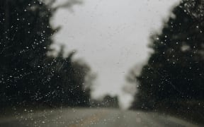 Rain on windscreen of car