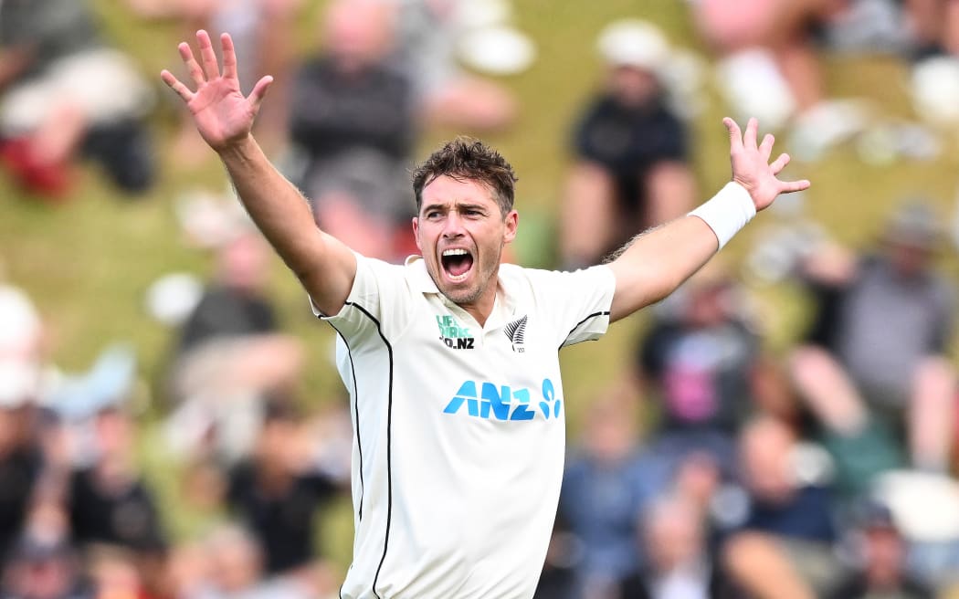 New Zealand’s Tim Southee appeals, 2024.