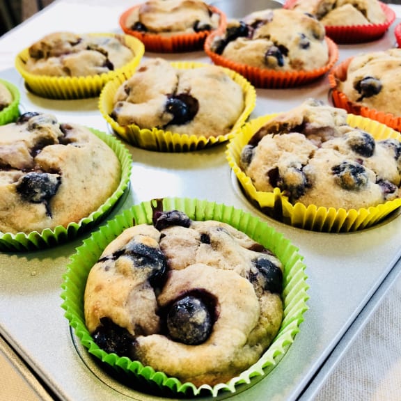 Banana and blueberry muffins