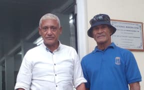 Setoki Mafi (on the left) with former Fijian boxer Epeli Katonivere in Suva.