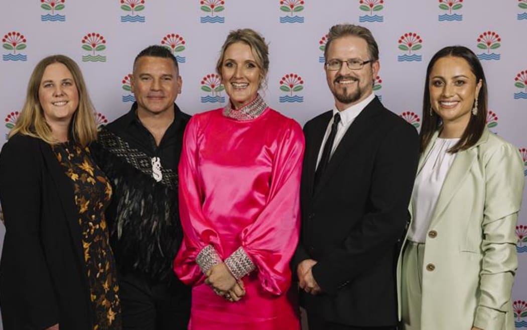 Auckland's five new councillors this term are, from left, Sarah Paterson-Hamlin, Matt Winiata, Bo Burns, John Gillon, and Victoria Short.