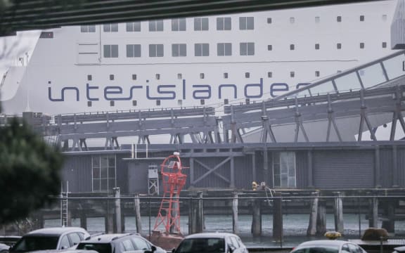 A close up of the Interislander ferry that returned to Wellington port due to a security threat.