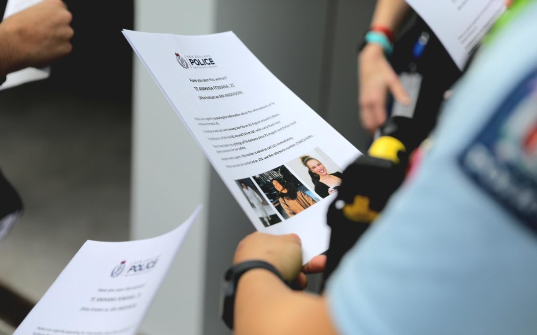 Missing person fliers were put up around Auckland City for Te Anihana Pomana on Friday.